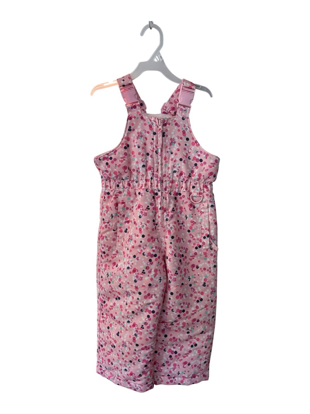 Girls Pink Confetti-Print Insulated Snow Bibs
